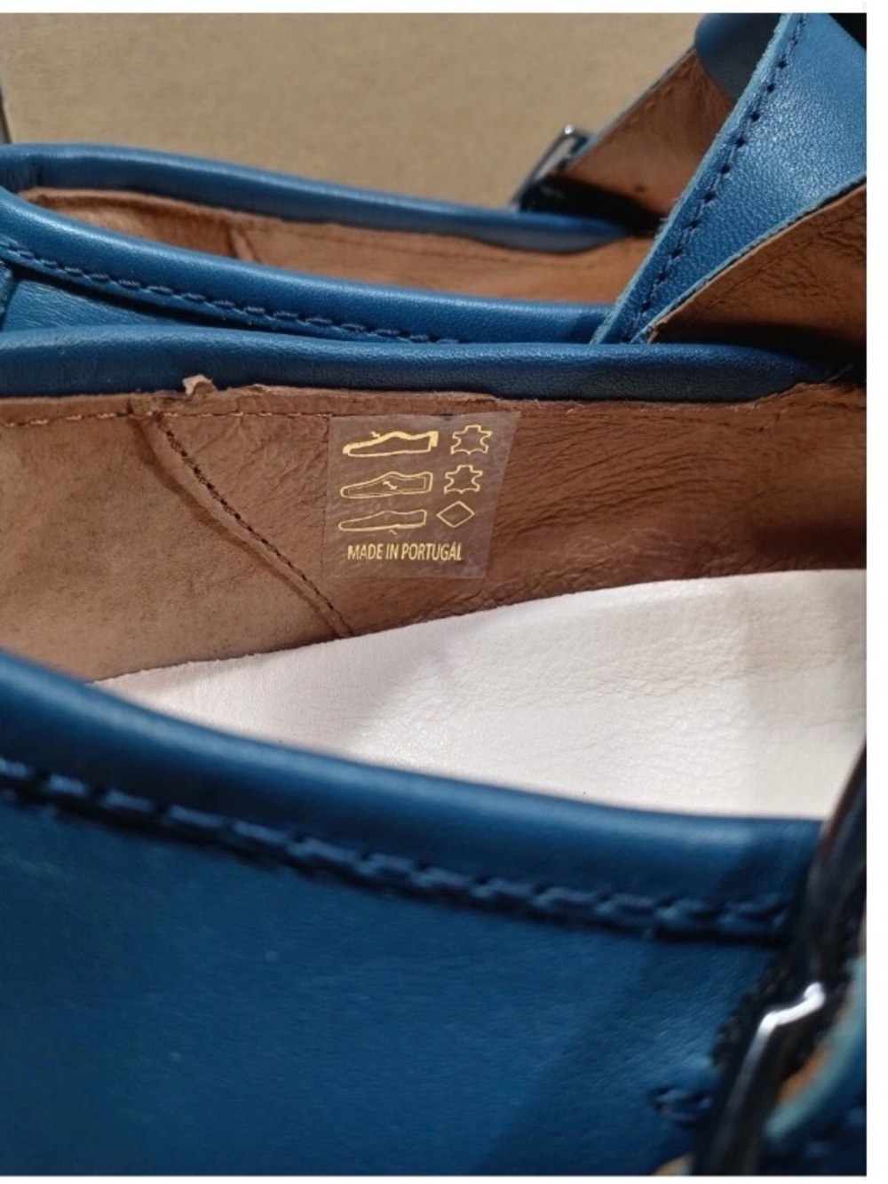 Blue Women's Leather Mary Jane Comfort Shoes - Picture 6 of 9